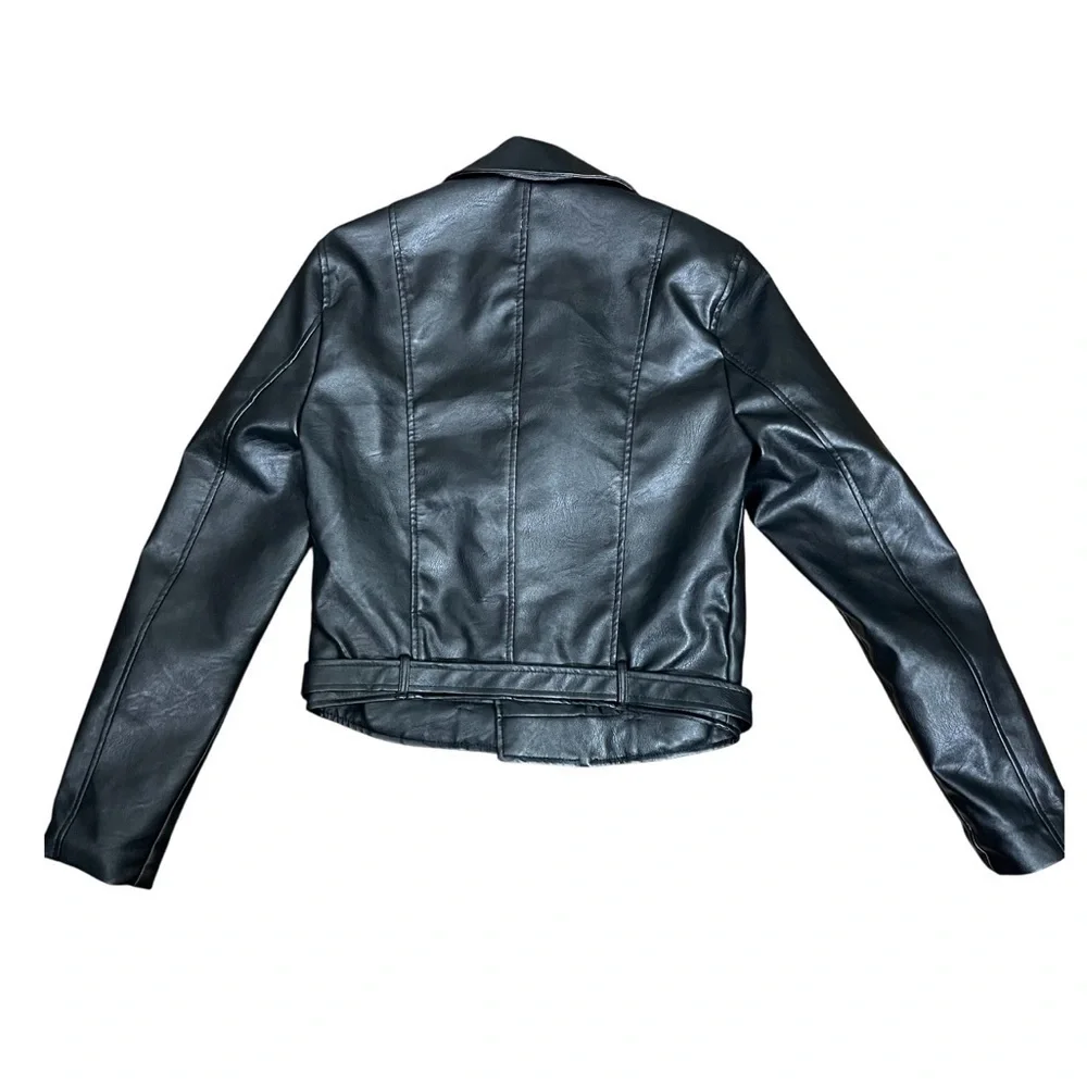 Love Tree Faux Leather Biker Moto Jacket Black, Size Women small - Picture 4 of 16